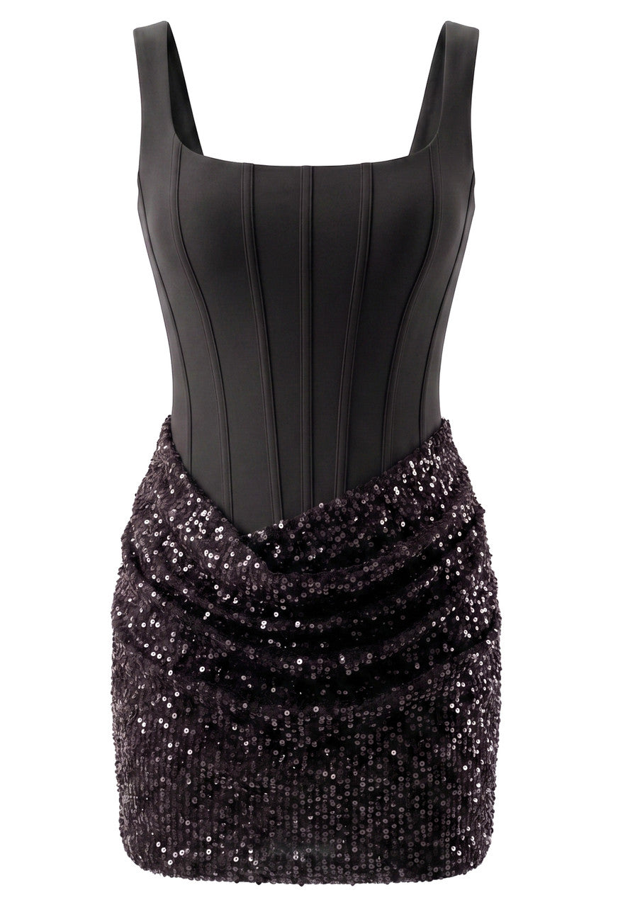 Sequin Draped Corset Dress HV3160