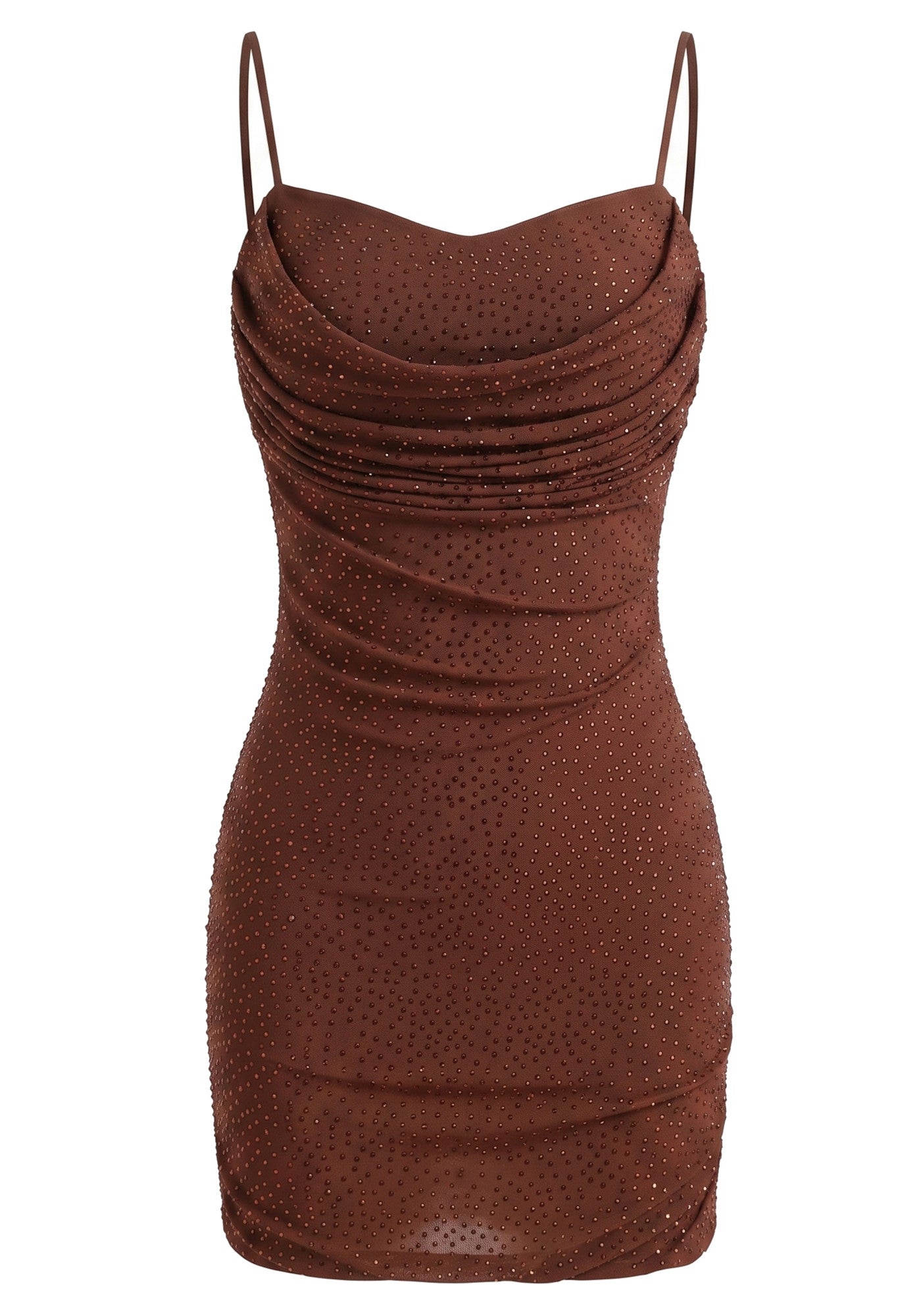 Draped Sparkly Dress Brown HV3043
