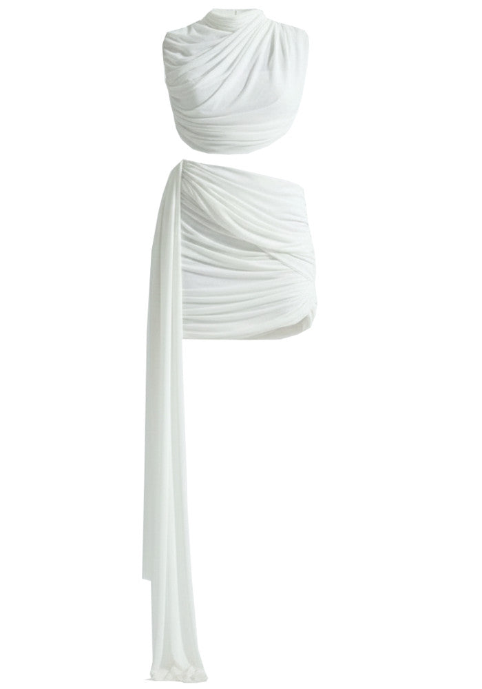 Draped Two Piece Dress White HV2722