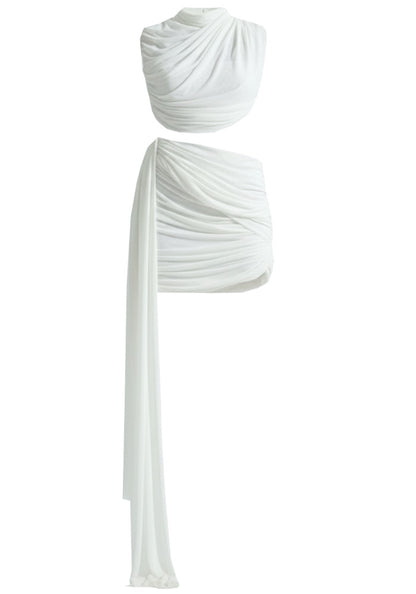 Draped Two Piece Dress White HV2722