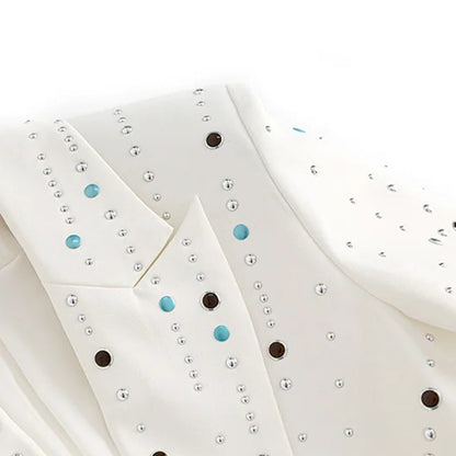 Long Sleeve Embellished Blazer White