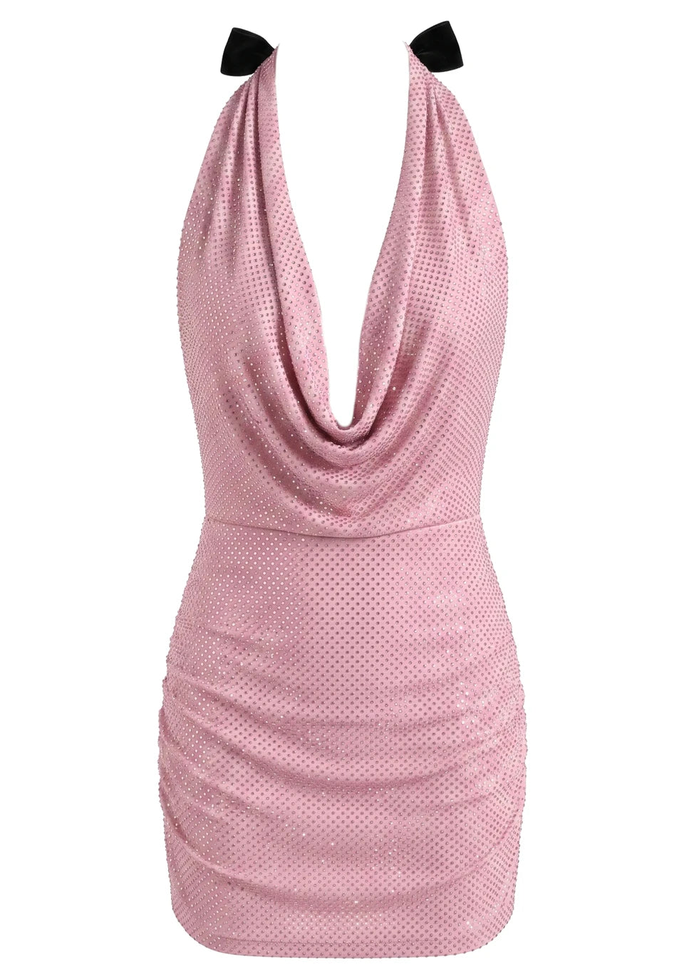Embellished Draped Bow Detail Dress Pink HV2968