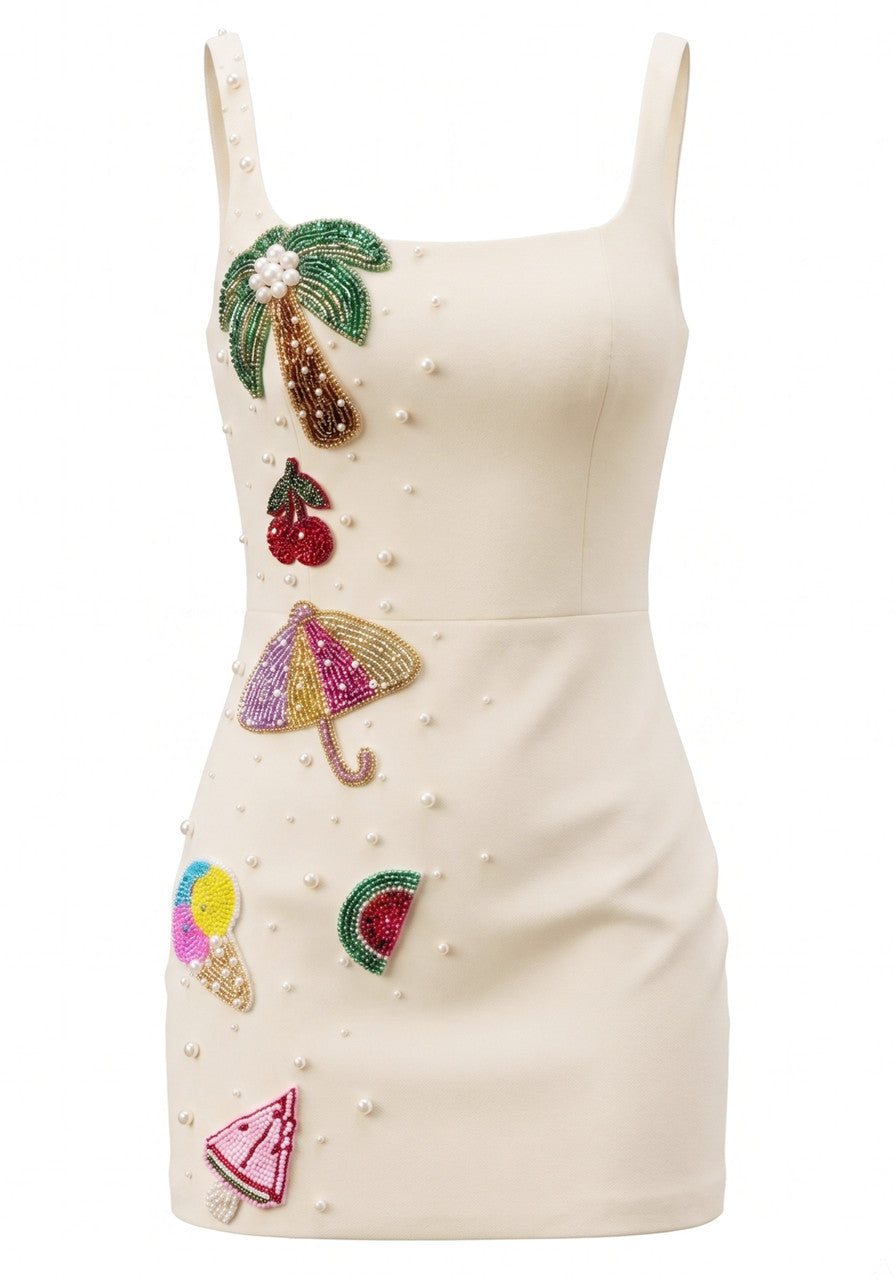 Embellished Corset Dress Ivory HV3147