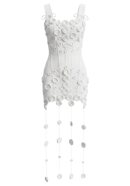 String Detail Structured Dress White HV3097