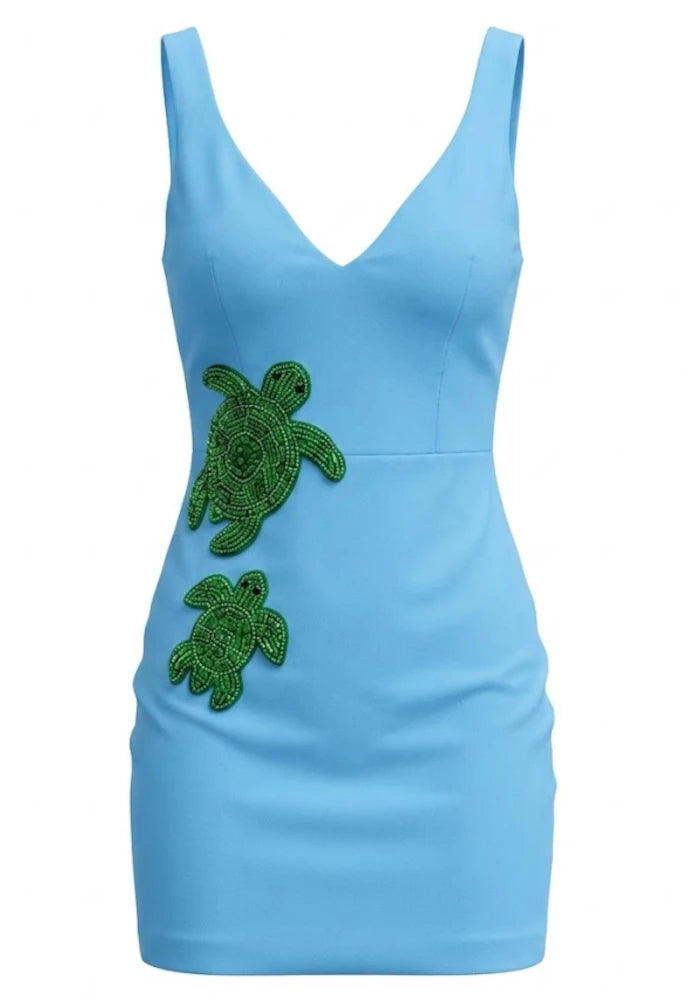 Embellished Turtle Corset Dress Blue HV3193
