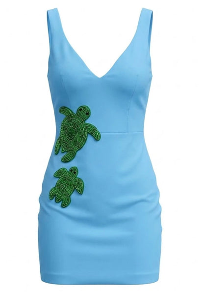 Embellished Turtle Corset Dress Blue HV3193