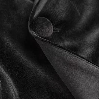 Long Sleeve Feather Velvet Blazer Black