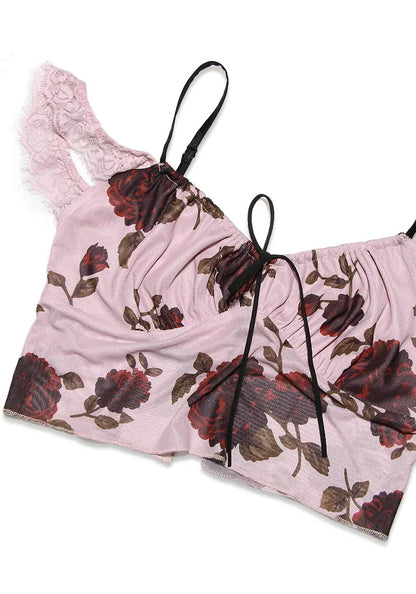 Floral Lace Bustier Two Piece Maxi Dress Pink