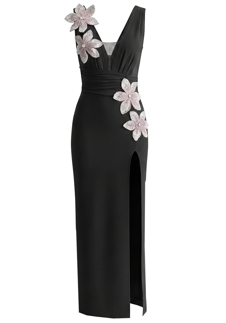 Floral Draped Maxi Dress Red HV2989