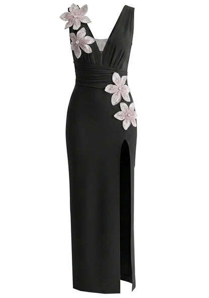 Floral Draped Maxi Dress Red HV2989