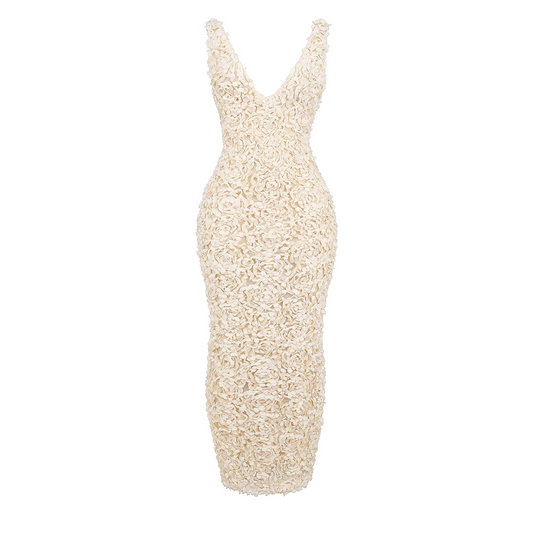 Floral Midi Dress Ivory