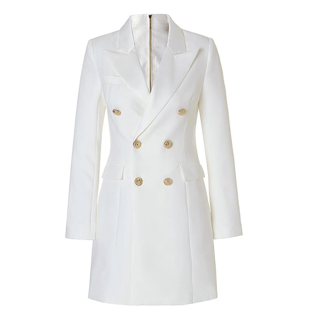Long Sleeve Satin Lapel Blazer Dress