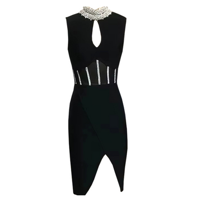 Crystal Structured Mesh Dress Black