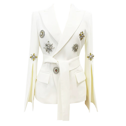 Long Sleeve Crystal Detail Blazer White HV9765