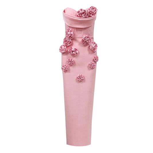 Strapless Floral Corset Maxi Dress