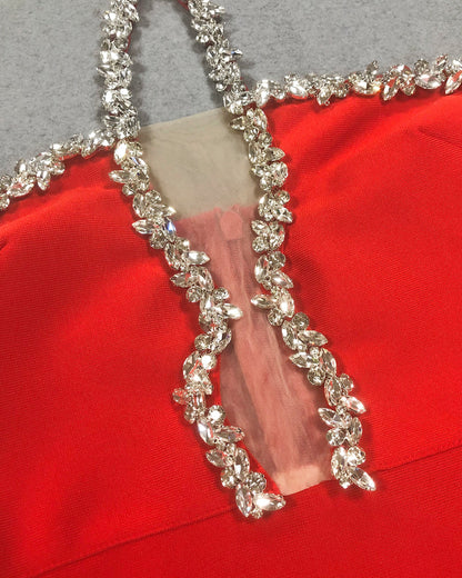 Halter Crystal Maxi Dress