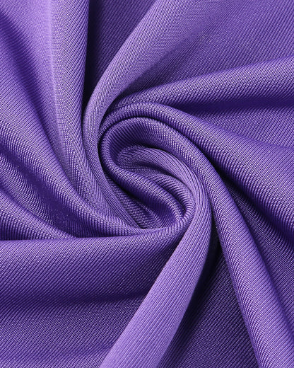 Halter Crystal Ruched Maxi Dress Purple HV1788