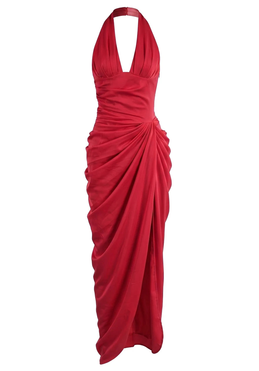 Halter Draped Corset Maxi Dress HV3194