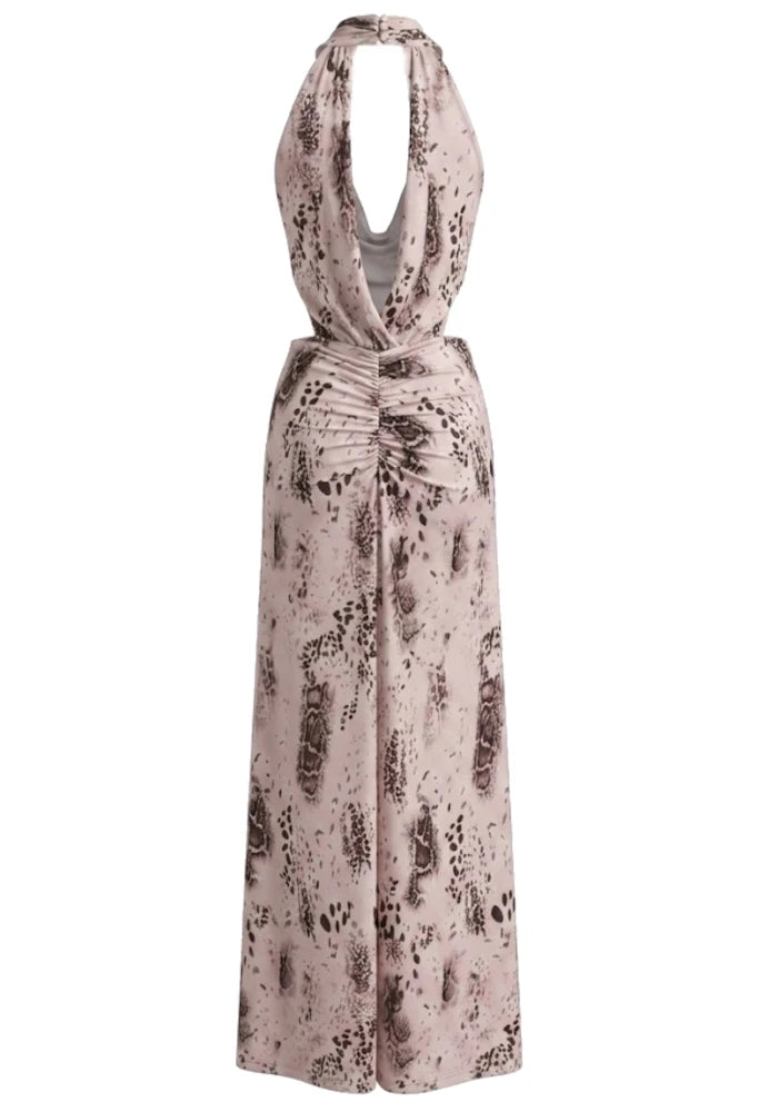 Floral Plunge V Neck Maxi Dress Pink HV2967