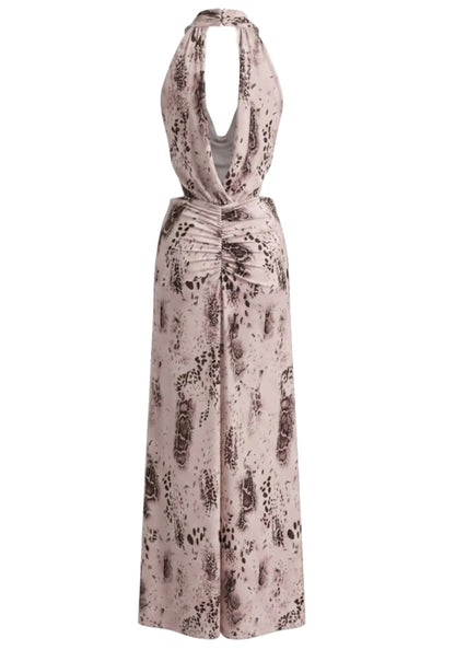 Floral Plunge V Neck Maxi Dress Pink HV2967