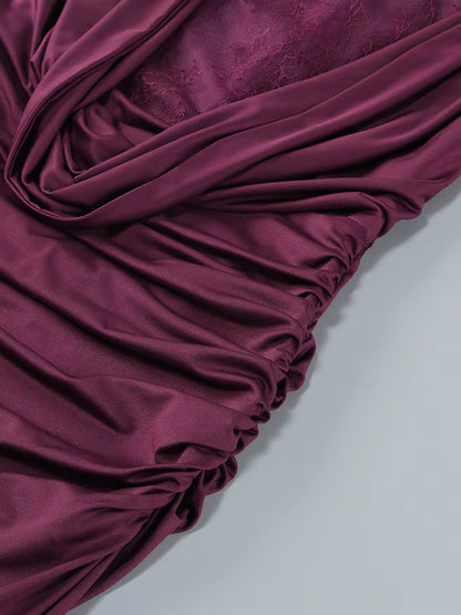 Halter Lace Insert Maxi Dress Plum HV1930