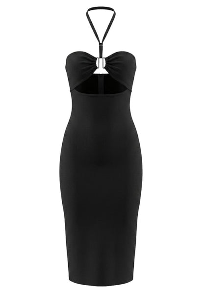 Halter Bustier Midi Dress Black HV3044
