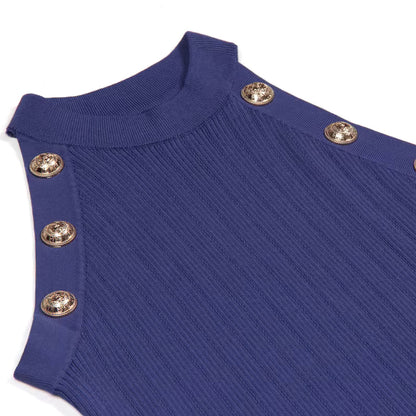 Halter Midi Knitted Dress Blue
