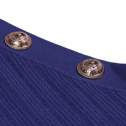 Halter Midi Knitted Dress Blue