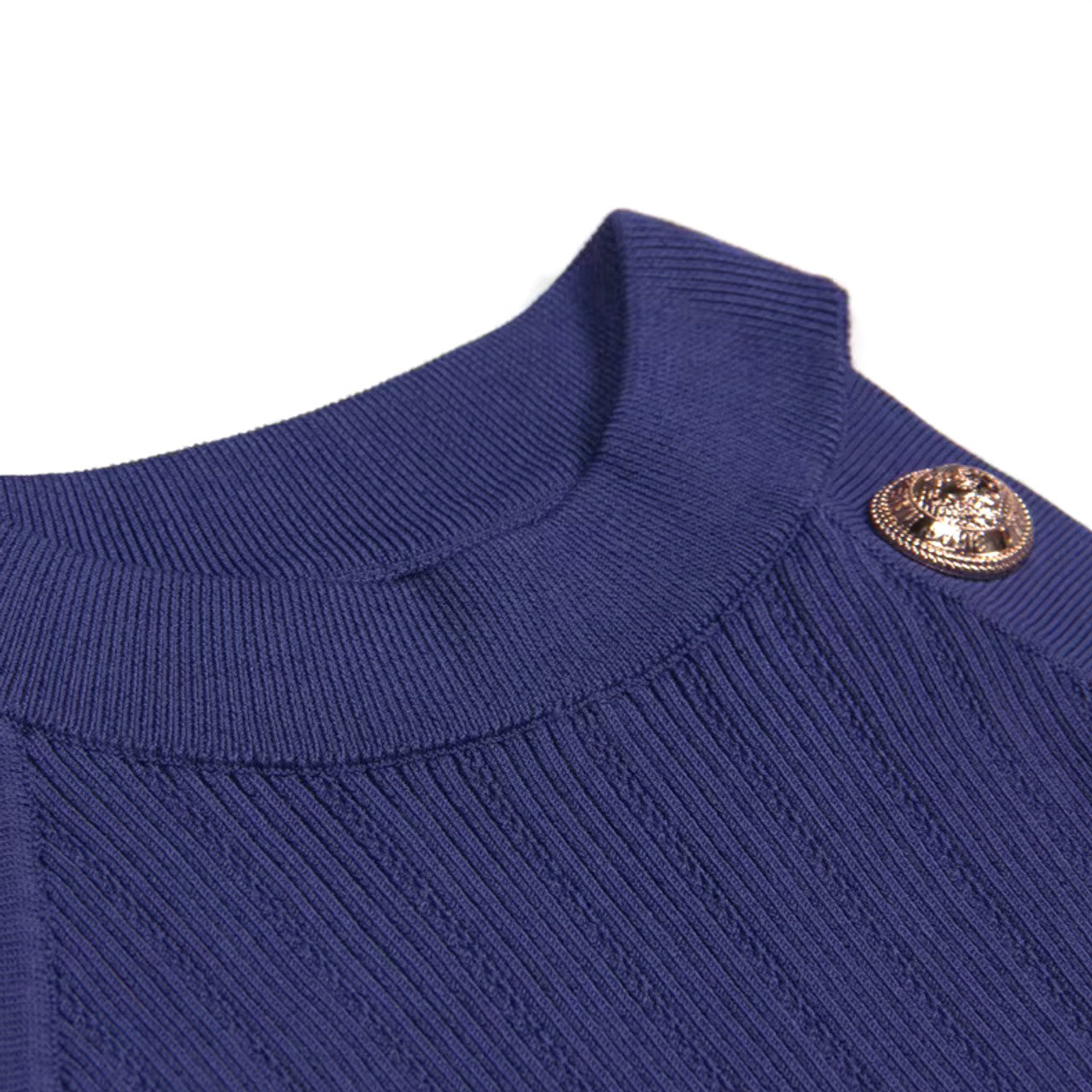 Halter Midi Knitted Dress Blue