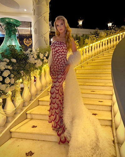Strapless Sequined Maxi Dress Pink HV2974