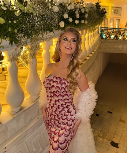 Strapless Sequined Maxi Dress Pink HV2974