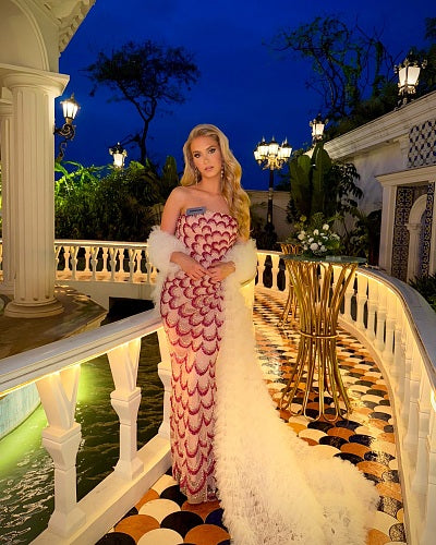 Strapless Sequined Maxi Dress Pink HV2974