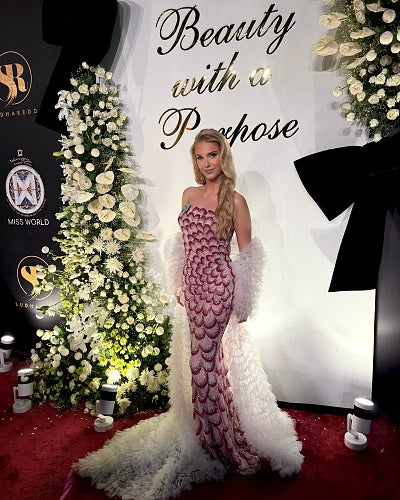 Strapless Sequined Maxi Dress Pink HV2974