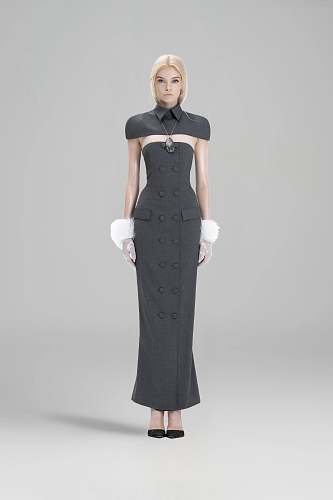 Collar Detail Strapless Maxi Dress Grey HV2977