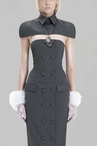 Collar Detail Strapless Maxi Dress Grey HV2977