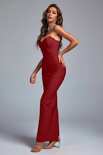 Strapless Bustier Maxi Dress White HV2981