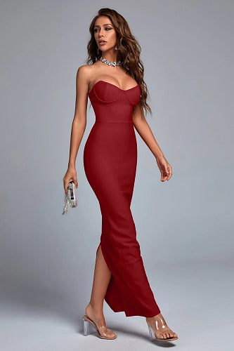 Strapless Bustier Maxi Dress White HV2981