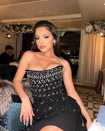 Strapless Crystal Embellished A Line Dress Black HV2985