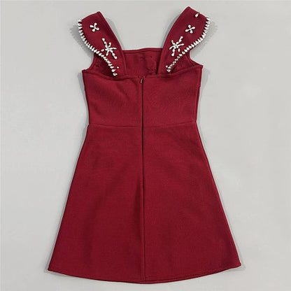Crystal Embellished Mini Dress Black HV2986
