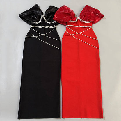 Bardot Crystal Bustier Maxi Dress Black HV2987