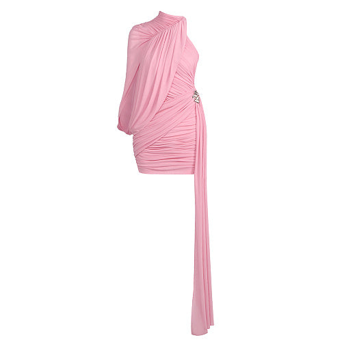 One Shoulder Draped Dress White HV0077
