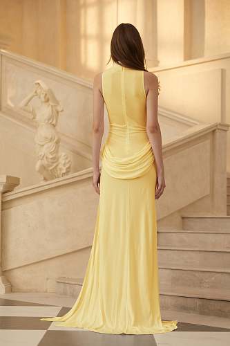 Draped Detail Maxi Dress Yellow HV2650