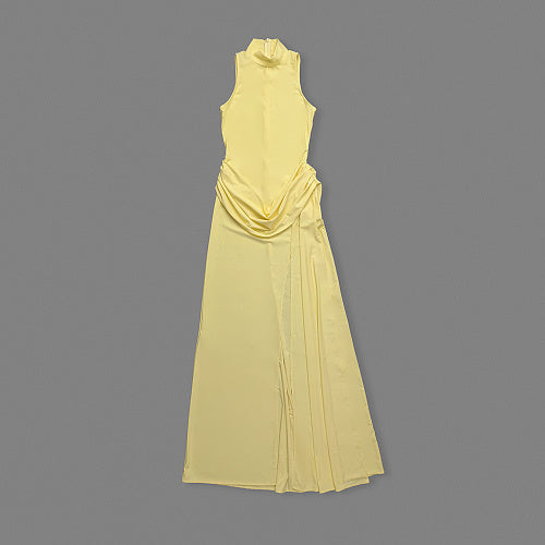 Draped Detail Maxi Dress Yellow HV2650