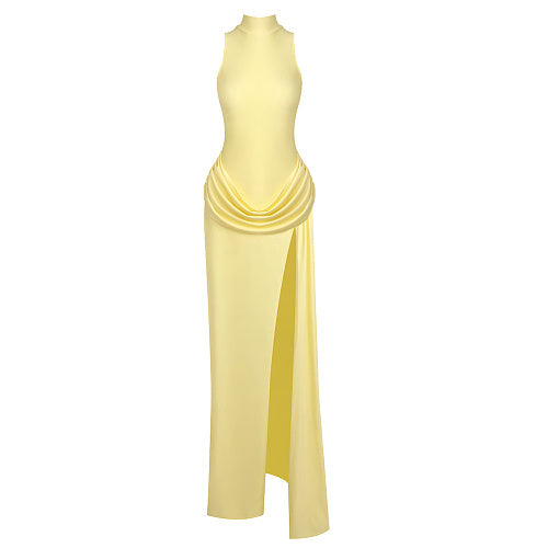 Draped Detail Maxi Dress Yellow HV2650