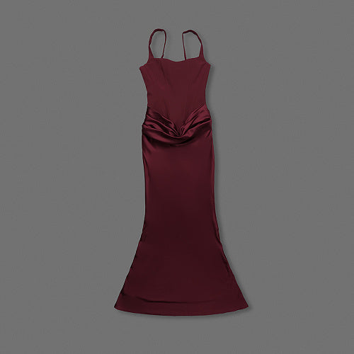 Draped Corset Maxi Dress burgundy HV0071