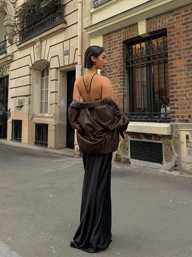 Halter Backless Maxi Dress Black HV0110