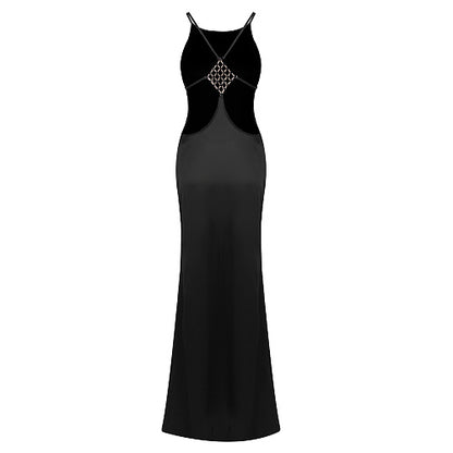 Halter Backless Maxi Dress Black HV0110