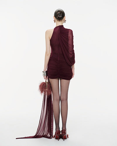 One Shoulder Draped Dress White HV0077