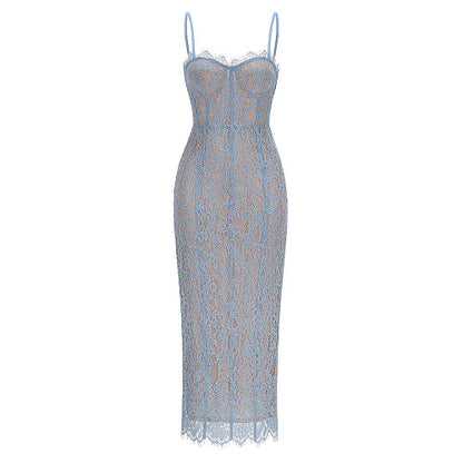 Structured Lace Midi Dress Pink HV3006