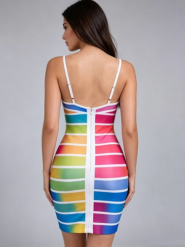 Structured Striped Dress Rainbow HV3010
